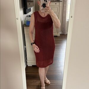 Nine West Sleeveless Rust Colored Midi Dress with lining